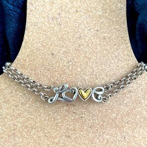 Brighton Vintage two-tone bracelet highlights Love and Hearts! Retired!